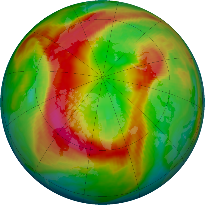 Arctic ozone map for 23 February 1990